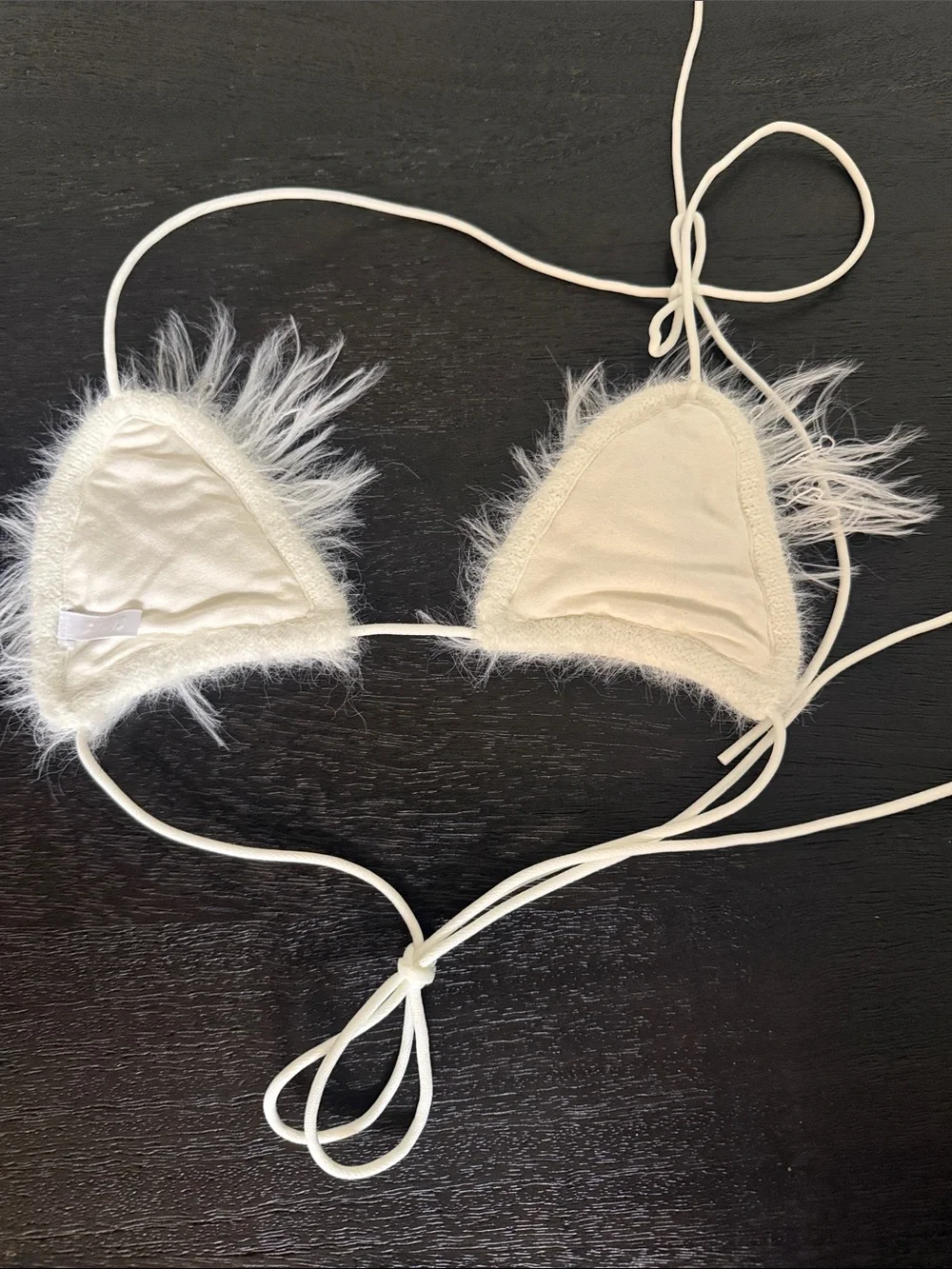 Skims faux fur knit triangle bralette